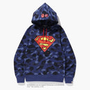 Bape X DC Superman Color Camo Pullover Hoodie Navy
