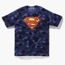 Bape X Dc Superman Color Camo Tee Navy