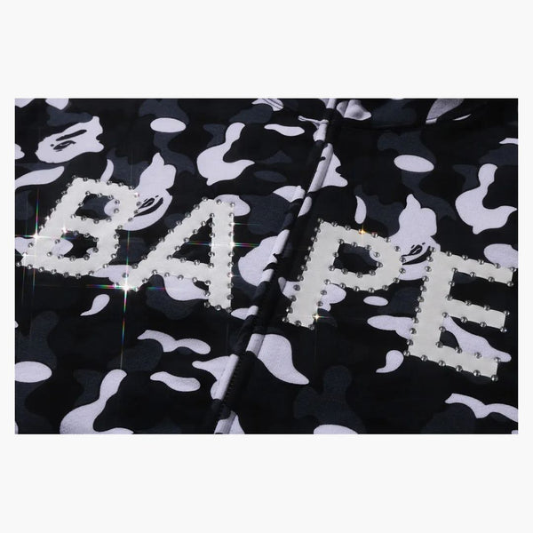 BAPE X DSM Camo Crystal Stone Full Zip Hoodie Black