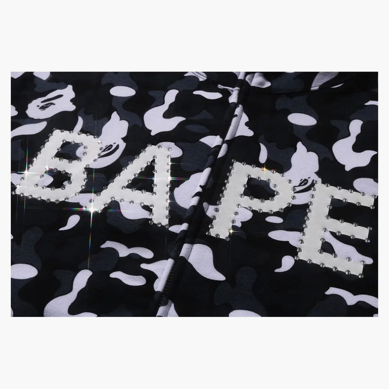 BAPE X DSM Camo Crystal Stone Full Zip Hoodie Black