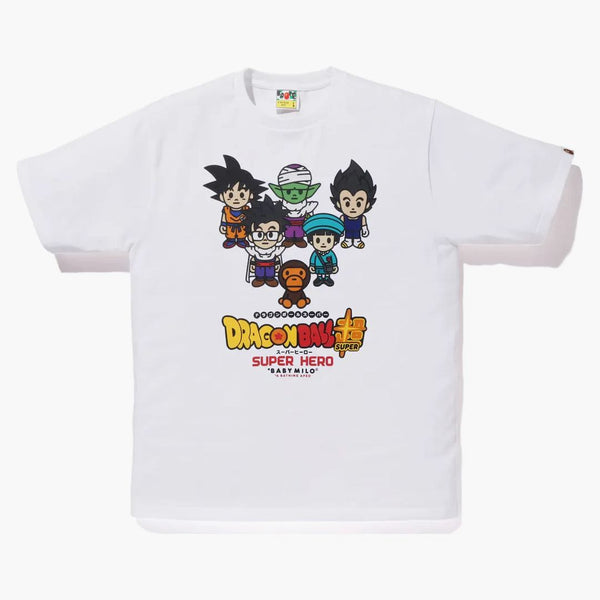 Bape X Dragon Ball Super Goku & Gohan and Pan and Piccolo Vs Vegeta Baby Milo Japan Exclusive Tea White
