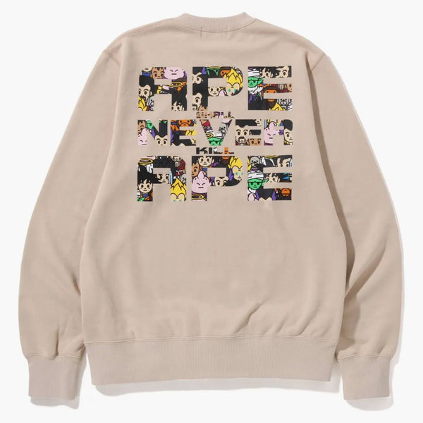 Bape x Dragon Ball Z Ape Head Crewneck Spazzatura beige