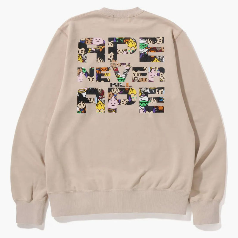 Bape x Dragon Ball Z Ape Head Crewneck Spazzatura beige