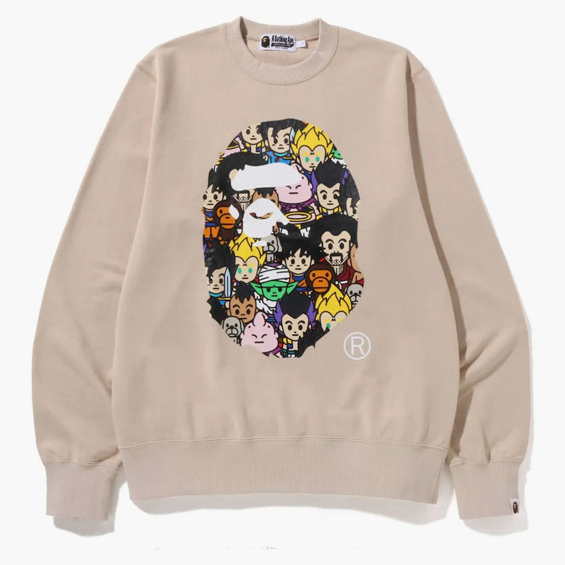 Bape x Dragon Ball Z Ape Head Crewneck Spazzatura beige