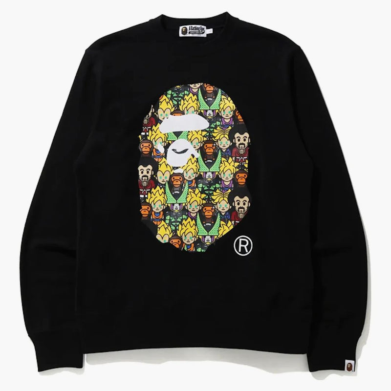 Bape X Dragon Ball Z Baby Milo Big Ape Head Crewneck Black