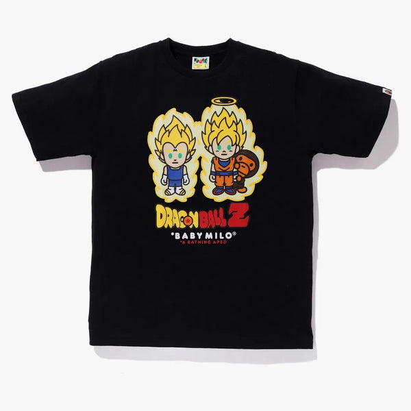 Bape X Dragon Ball Z Super Saiyan Vegeta & Son Goku Baby Milo Tea Black