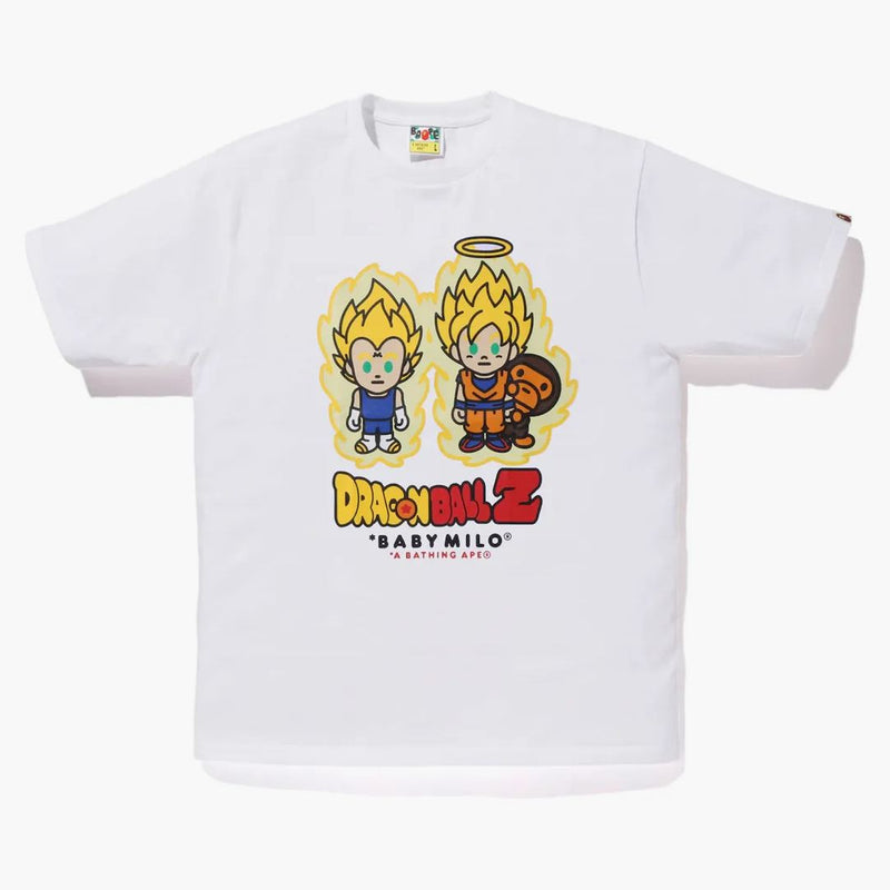 Bape X Dragon Ball Z Super Saiyan Vegeta & Son Goku Baby Milo Tee White