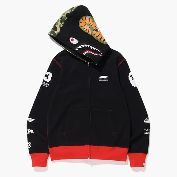 BAPE X F1 THARK Full Zip Soodie Negro