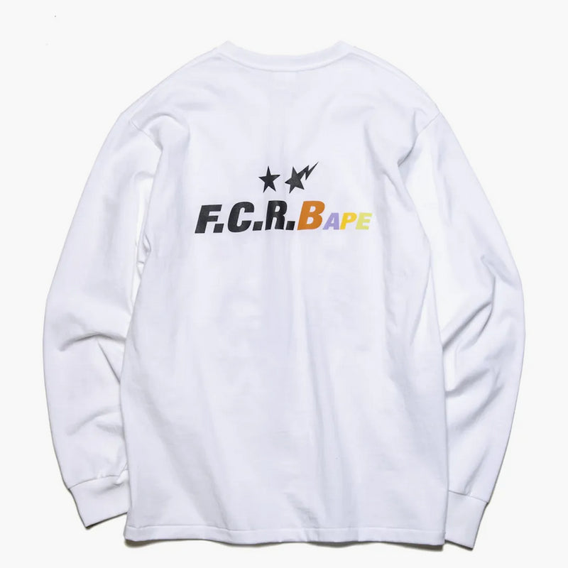 BAPE X F.C.R.B. APE Head L/S Tea White White