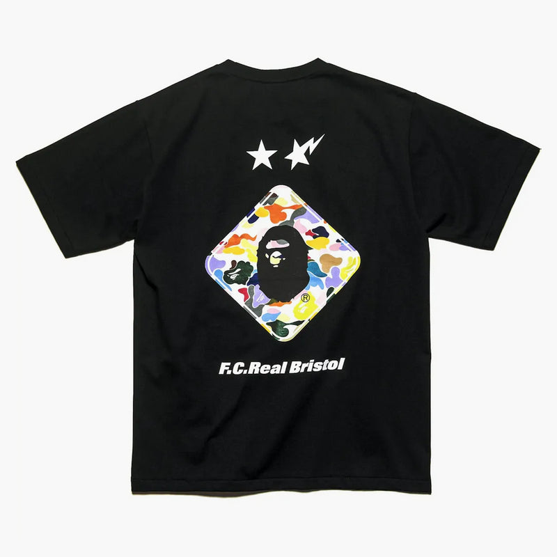 BAPE X F.C.R.B. Té emblema de espalda negro