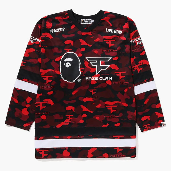 Bape X Face Clan Hockey L/S Tea Red