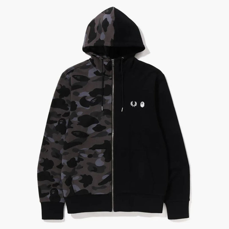 Bape X Fred Perry Color Camo Zip Hoodie Black