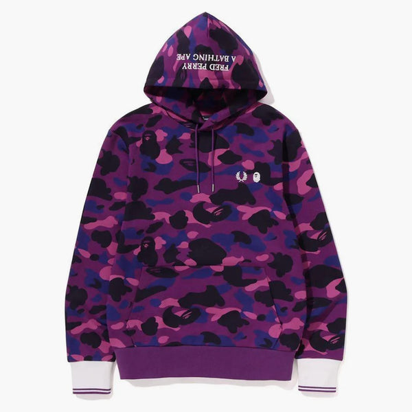 Bape X Fred Perry Color Camo Zip Hoodie Purple