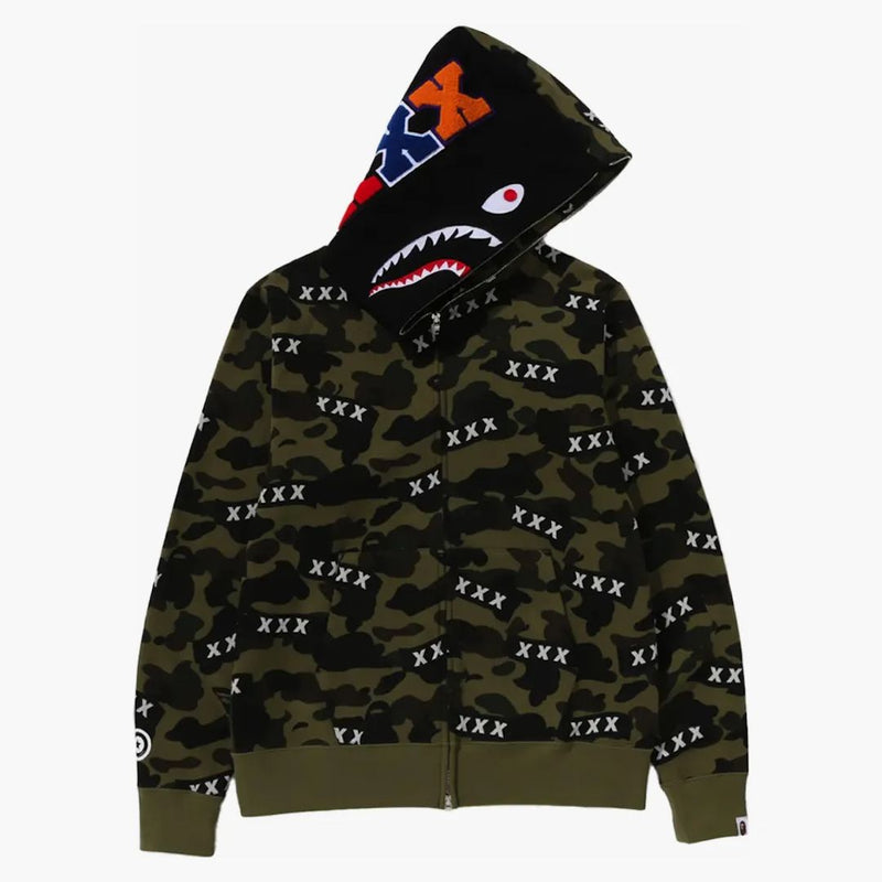 BAPE X GOD VÝBĚR xxx Shark Full Zip Hoodie Green