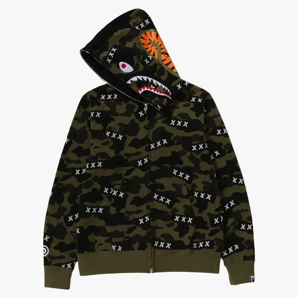 BAPE X GOD VÝBĚR xxx Shark Full Zip Hoodie Green