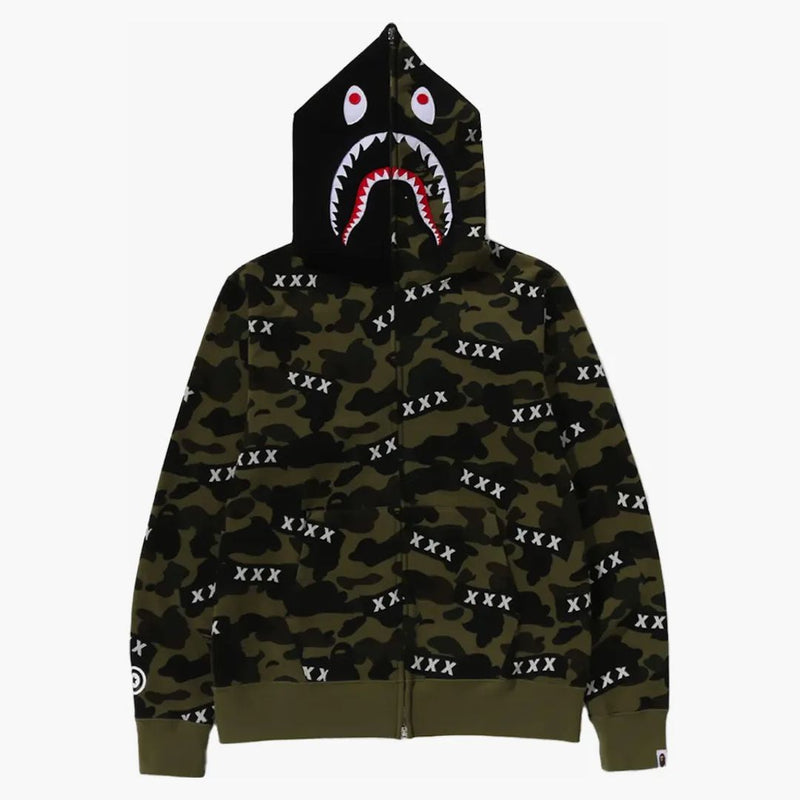 BAPE X GOD VÝBĚR xxx Shark Full Zip Hoodie Green