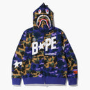 Bape X Heron Preston Mix 1st Camo Shark Relaxed Fit Full Zip Hoodie Purple