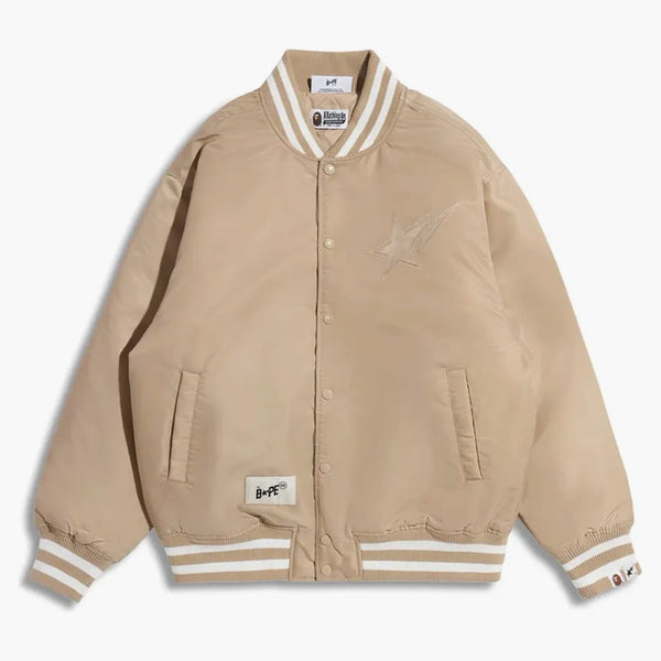 Bape X Highsnobiety Nylon Versity Jacket Beige