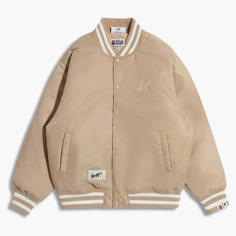 Bape X Highsnobiety Nylon Versity Jacket Beige