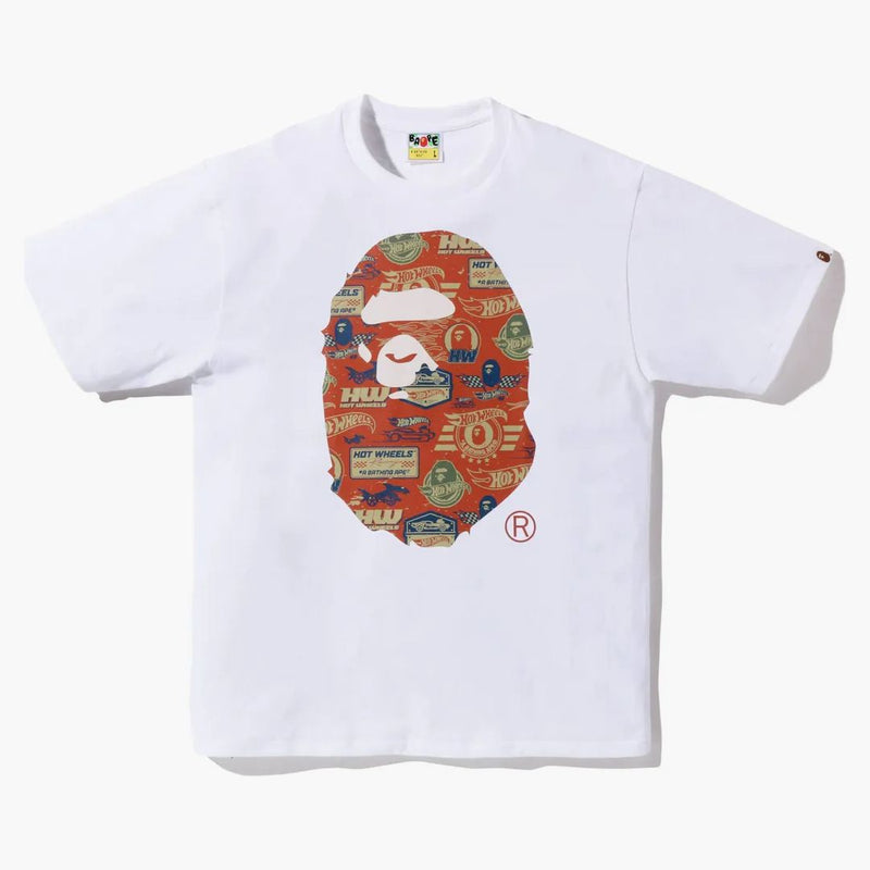 Bape x hot wheels scimmia a capo tee bianco
