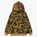 BAPE X Kidsuuper Camo Shark Full Zip Soodie Green