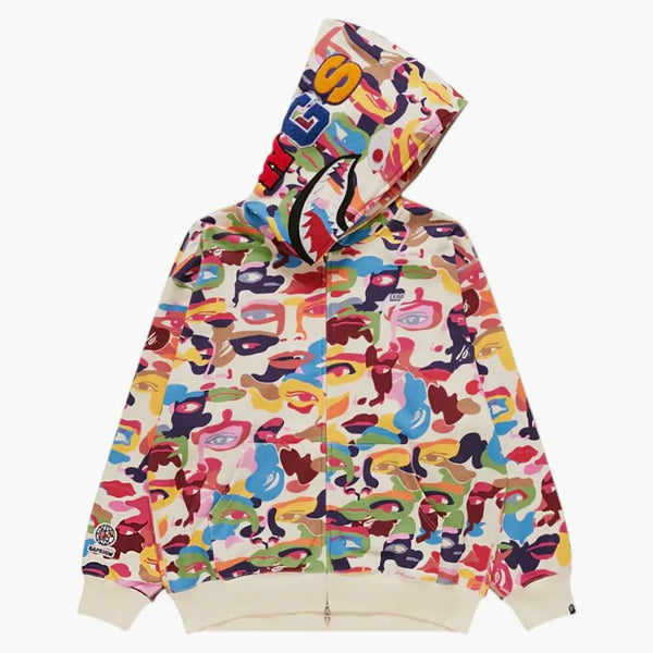 Bape X Kidsuper Camo Shark Full Zip Hoodie Multicolor