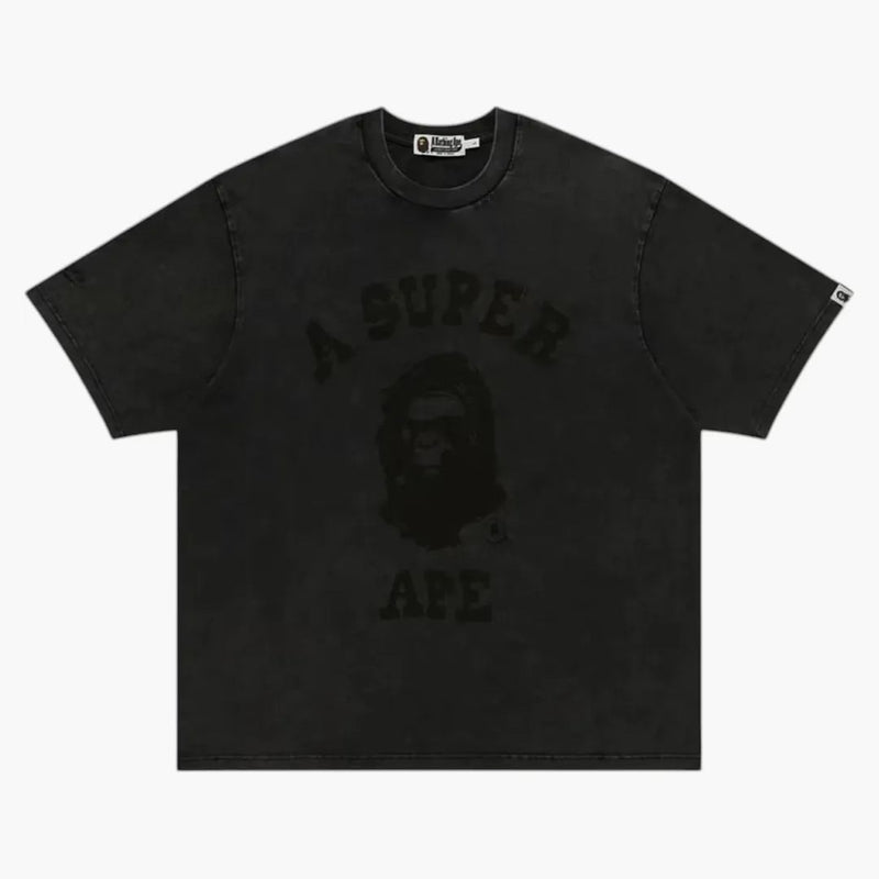 BAPE X Kidsuper Garment Dye College Logo Té Negro