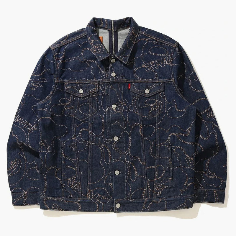 BAPE X Levi's Camo Trucker Jacket Indigo