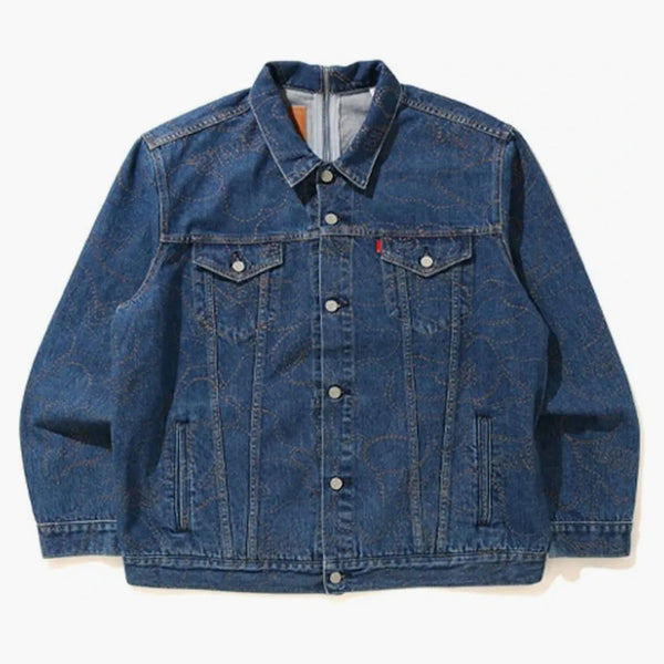 Bape X Levi's Camo Trucker Jacket (Japan Exclusive) Light Indigo