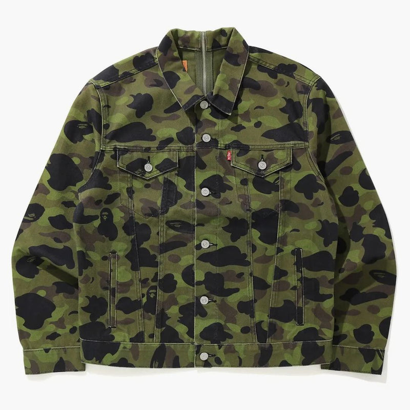 BAPE X Levi's Color Camo Trucker Jacket (America Exkluzivní) zelená