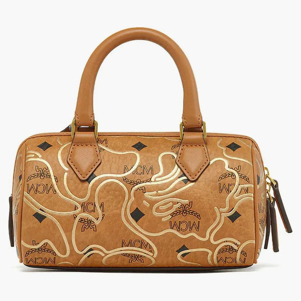 Bape X McM Mini Boston Bag Beige