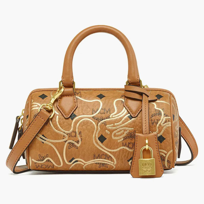 Bape X McM Mini Boston Bag Beige