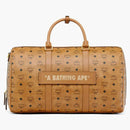 Bape X McM Pottomar Lunar New Year Visetos Medium Weekender Bag Beige