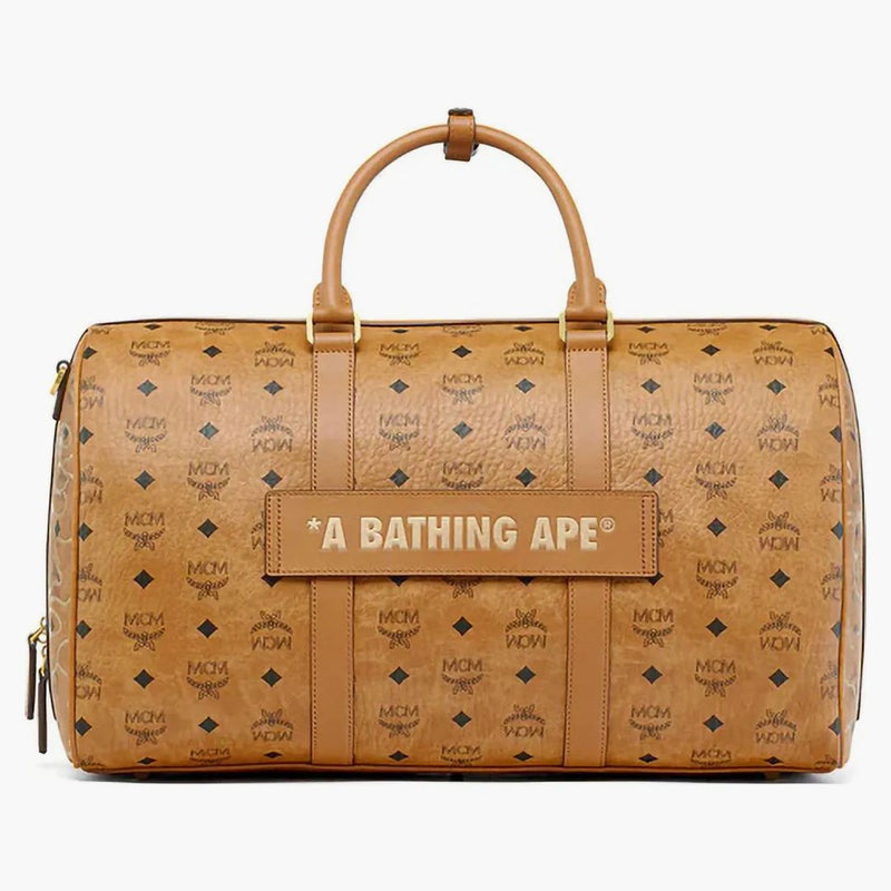 Bape X Mcm Pottomar Lunar New Year Visetos Medium Weekender Bag Beige