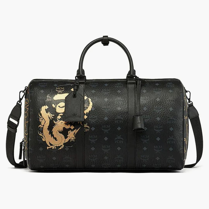 Bape X Mcm Pottomar Lunar New Year Visetos Medium Weekender Bag Black