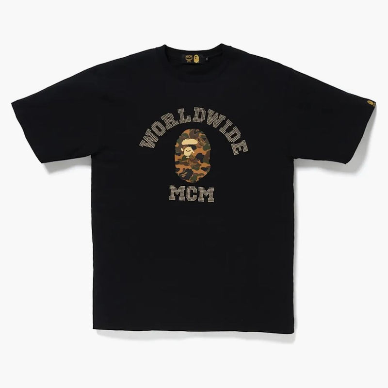 Bape X McM Rhinestone College Tea Black