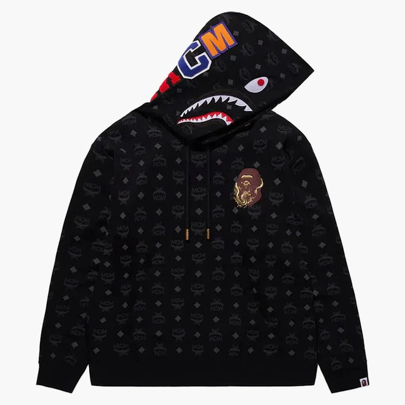 Bape x MCM Shark Pullver Scénář Black