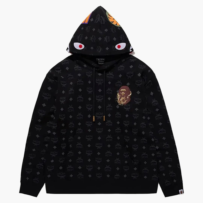 Bape x MCM Shark Pullver Scénář Black