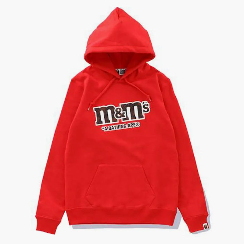 Bape X M & M's Mens College Pullover Hoodie Red
