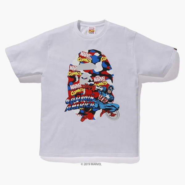 Bape x Marvel Camo Captain America Tea White