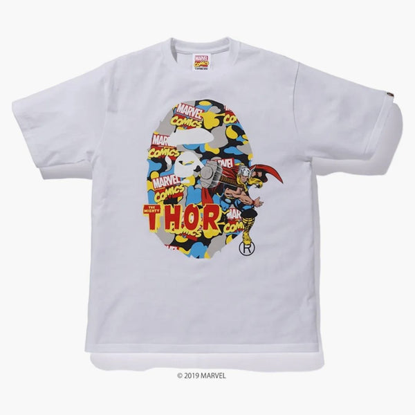 BAPE X Marvel Camo Mighty Thor Té blanco
