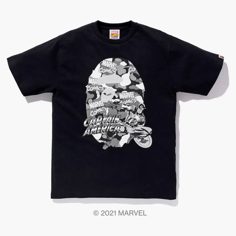 BAPE X Marvel Comics camo Captain America Tea Black