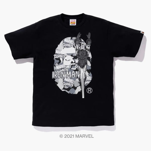 Bape X Marvel Comics Camo Iron Man Tea Black
