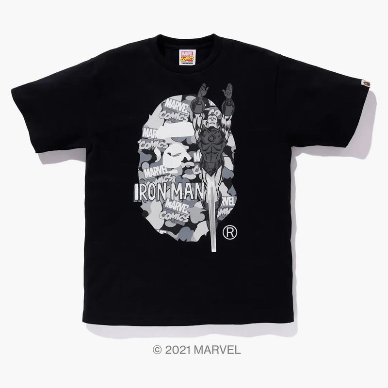 Bape X Marvel Comics Camo Iron Man Tea Black
