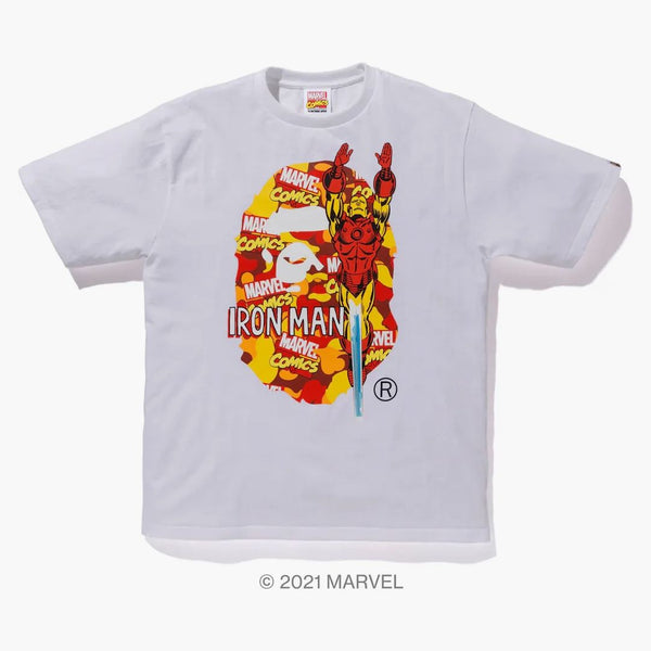 Bape X Marvel Comics Camo Iron Man Tea White