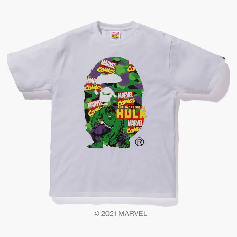 Bape x Marvel Comics camo the Hulk Tee White