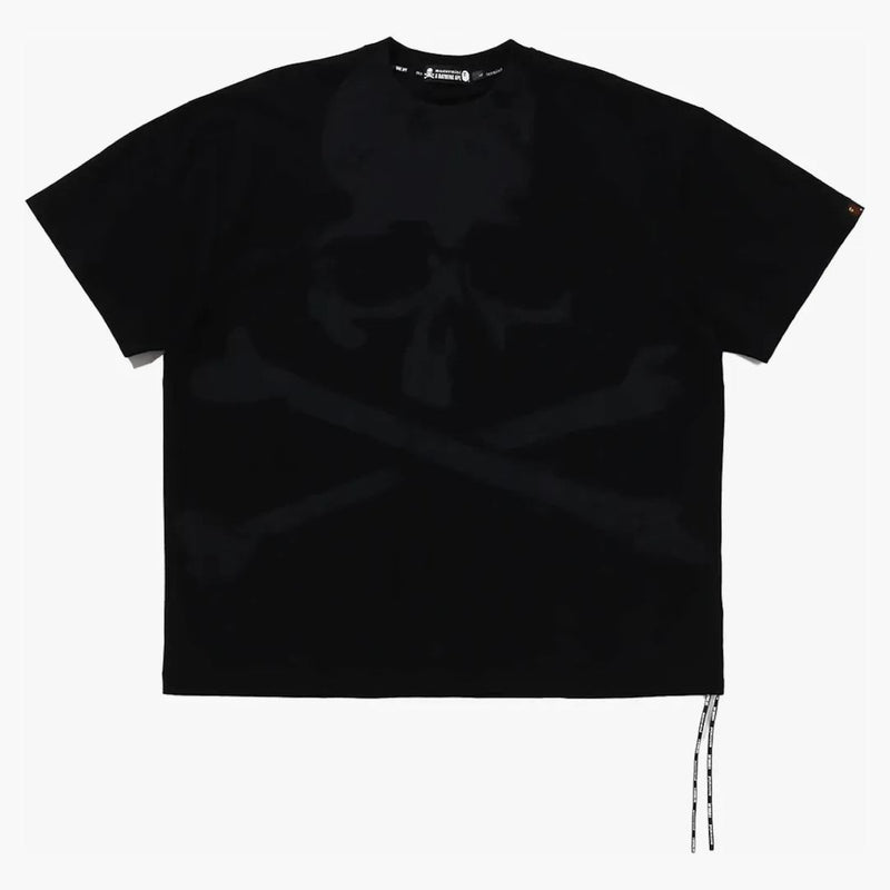 Bape x Mastermind lebka přes tisk uvolněný fit čaj černá/černá
