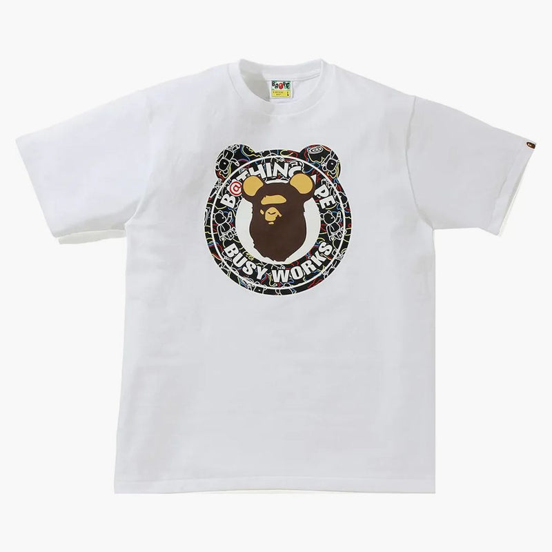 BAPE X Medicom Toy Bearbrick Camo Bear Busy Busy Works Tea White/Black