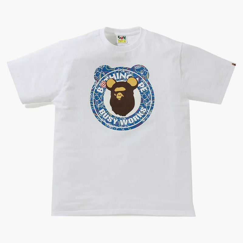 BAPE X Medicom Toy Bearbrick Camo Bear Busy Furse Works Tea White/Blue