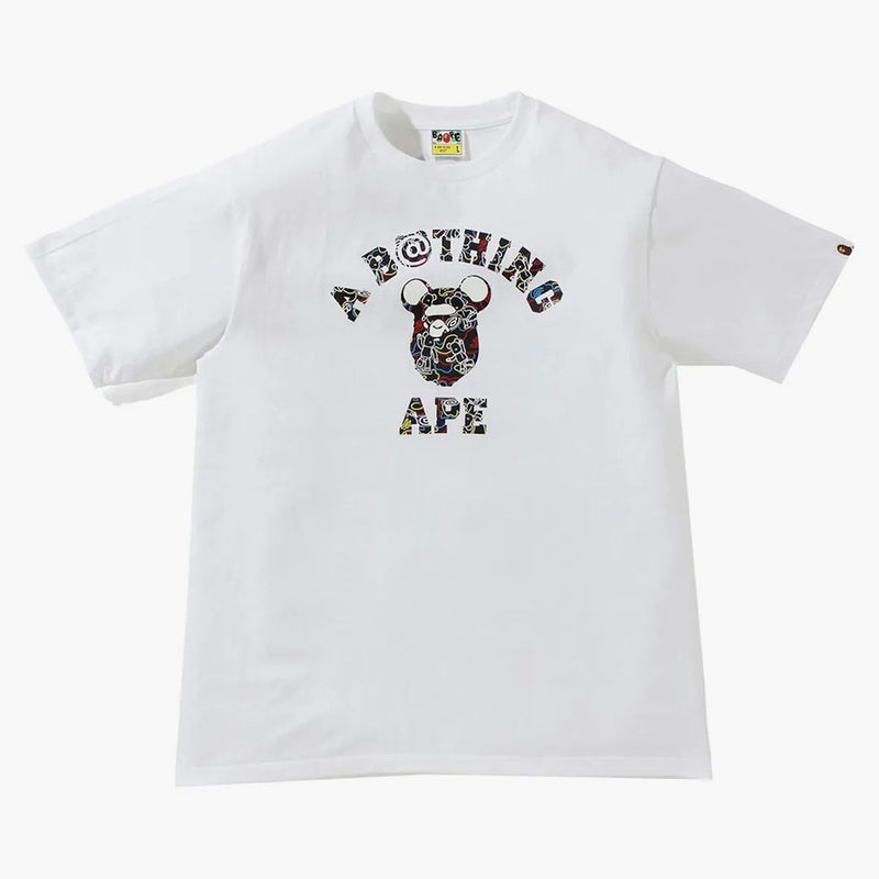 BAPE X Medicom Toy Bearbrick Camo Bear College Tee White